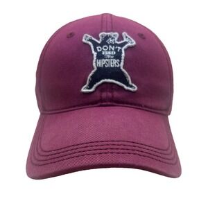 Lucky‎ Brand Hat/Cap Adjustable Leather Strapback Don't Feed The Hipsters Patch